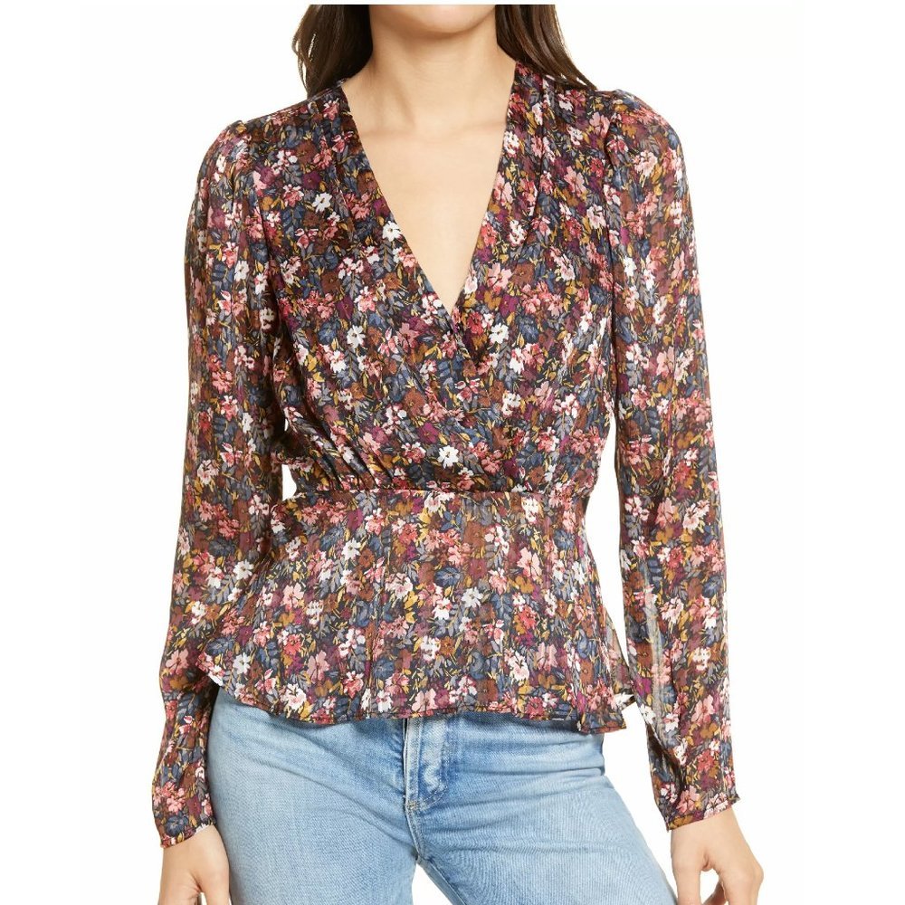 Chelsea28 Floral Print Peplum Blouse